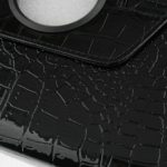 360 Rotating Leather Case for iPad with 4400mAh Backup Battery Black